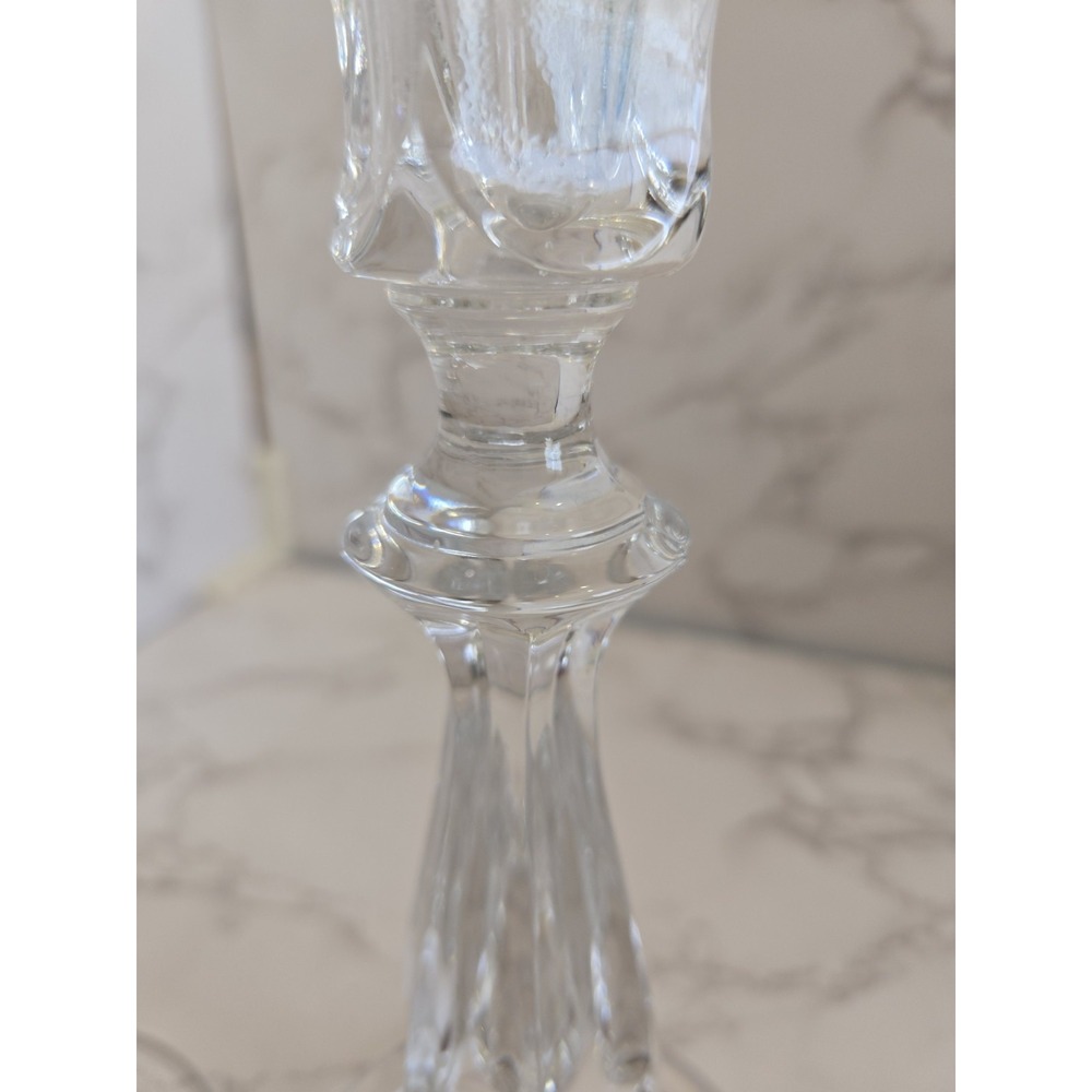 Crystal Candle Sticks Pair 24% Leaded Tulip Design. Made in USA.